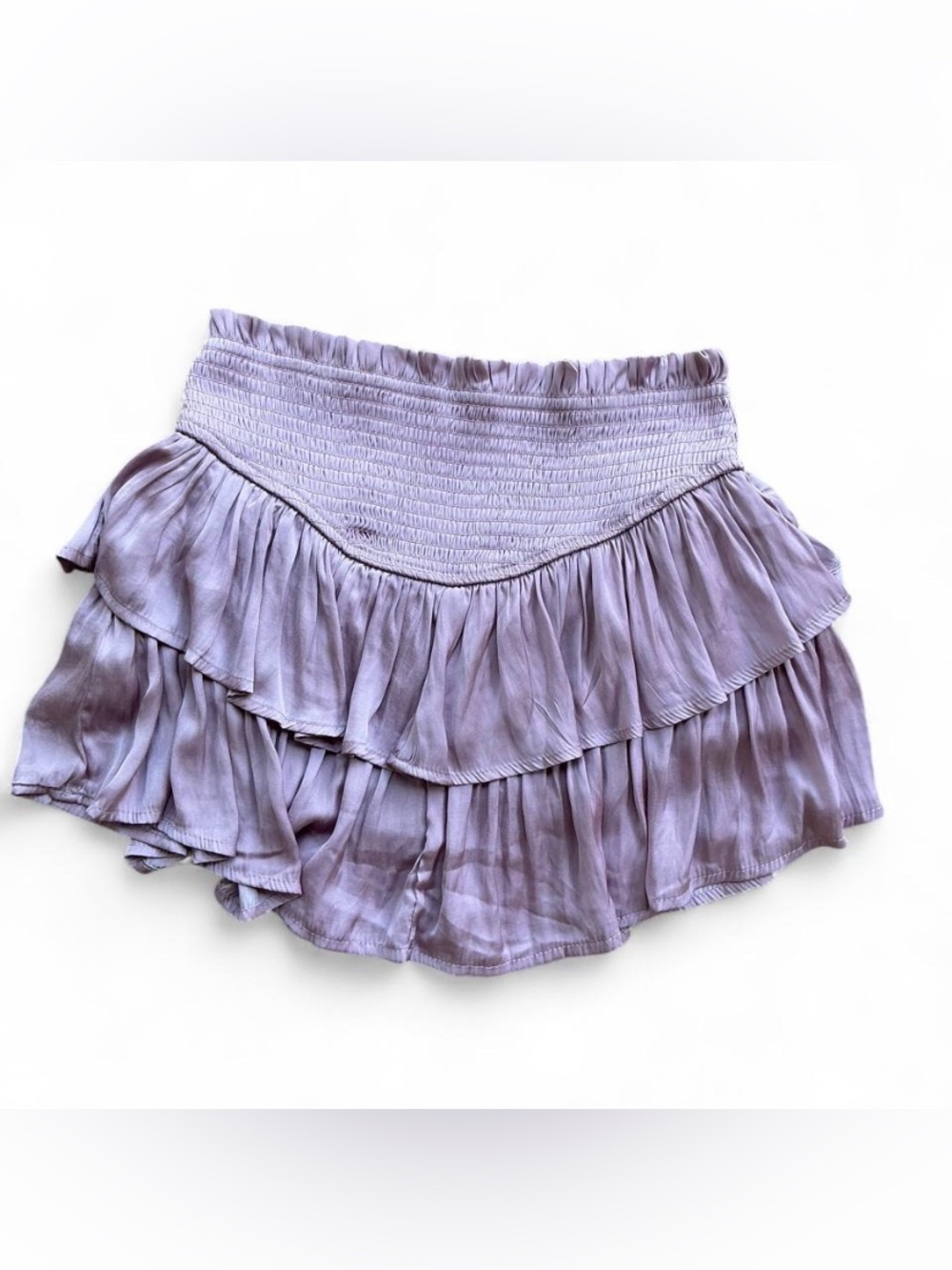 Lilac Romantic Dollcore Tiered Ruffle Mini Skirt with Built in Shorts